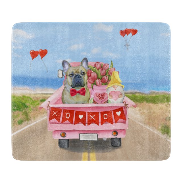 Planche À Découper Camping-car de la Saint-Valentin pour Bouledogue F (Devant)
