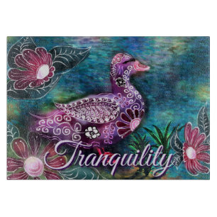 Planche À Découper Canard Floral Fantaisiste Violet Turquoise Personn