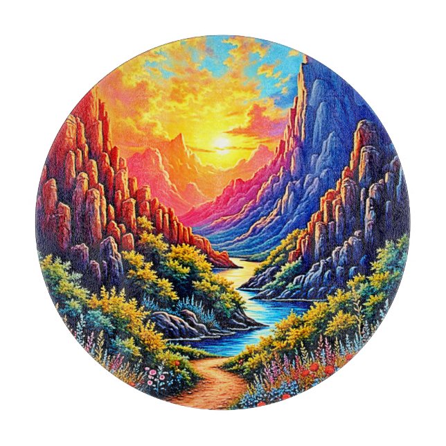 Planche À Découper Canyon de la rivière au coucher du soleil Art (Devant)