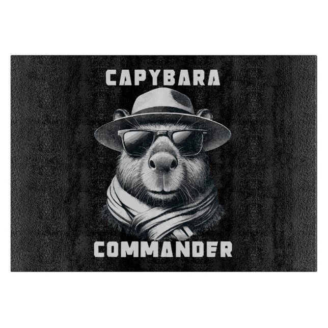 Planche À Découper Capybara Avec Lunettes De Soleil Capy Commander (Devant)