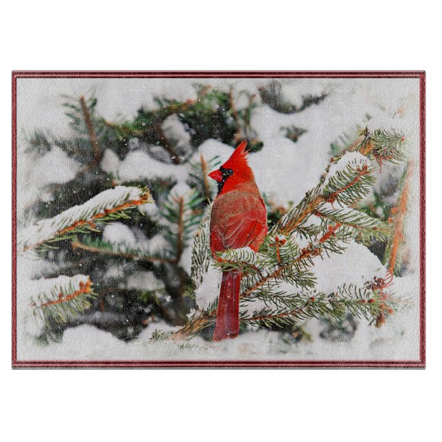 Planche À Découper Cardinal dans un pin (Devant)
