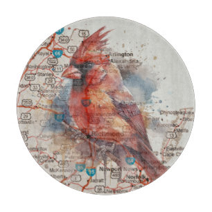 Planche À Découper Cardinal sur la carte routière de Virginie - Art à