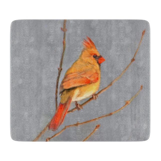 Planche À Découper Cardinal sur la peinture de branche - Art original (Devant)