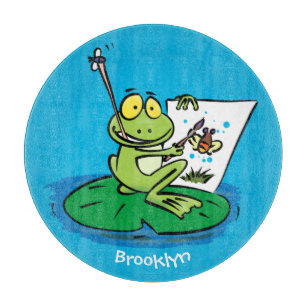 Planche À Découper Caricature amusante de grenouille verte