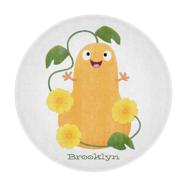 Planche À Découper Caricature citrouille gourde en beuret joyeux (Devant)