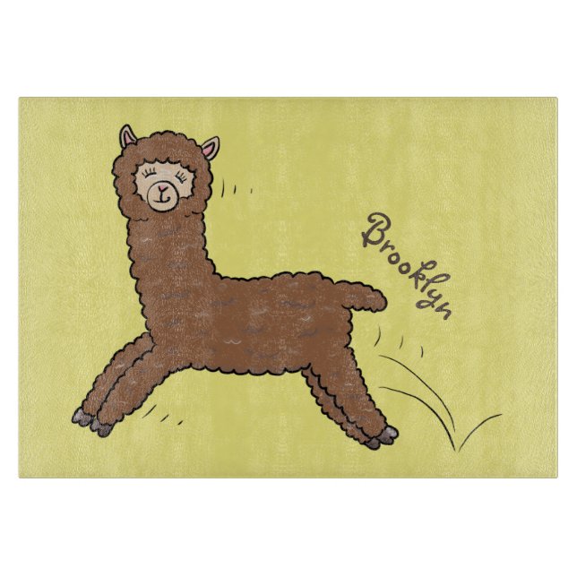 Planche À Découper Caricature d'alpaga brun joli (Devant)