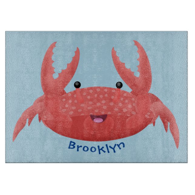 Planche À Découper Caricature de crabe rouge cuite (Devant)
