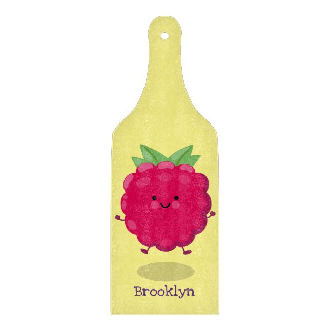 Planche À Découper Caricature de framboise très heureuse (Devant)