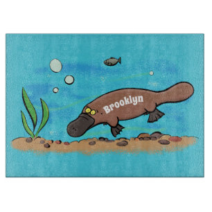 Planche À Découper Caricature de natation de Cute platypus