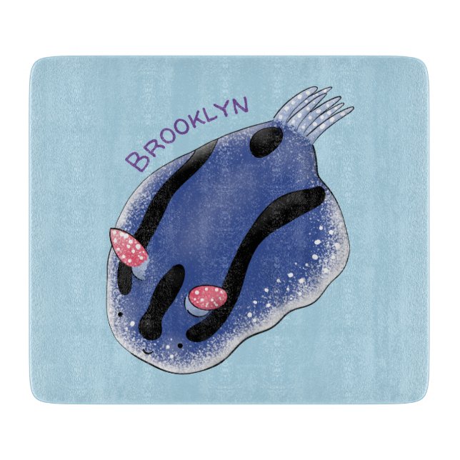 Planche À Découper Caricature de nudibranche bleu mignon (Devant)