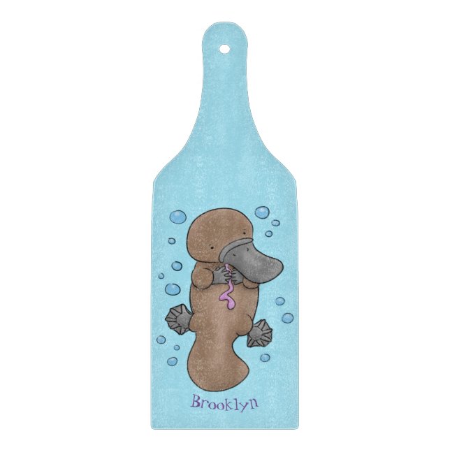 Planche À Découper Caricature de platypus bébé très heureuse (Devant)