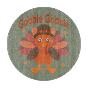 Planche À Découper Caricature de Turquie Thanksgiving - "Gobble Gobbl