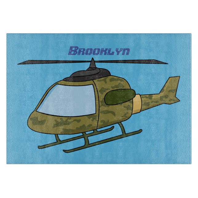 Planche À Découper Caricature d'hélicoptère camoflage de l'armée (Devant)