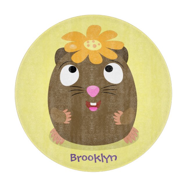 Planche À Découper Caricature joyeuse de cobaye mignonne (Devant)