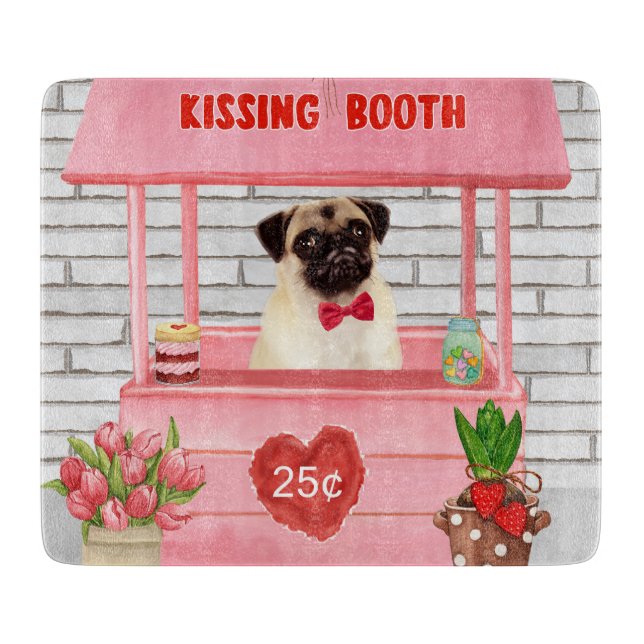 Planche À Découper Carlin Chien Valentine's Day Kissing Booth (Devant)