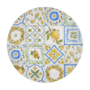 Planche À Découper Carré Motif Sicilienne Lemons Watercolor