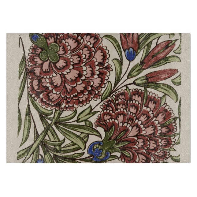 Planche À Découper Carreau de fleur d'œillet Art antique rustique De  (Devant)