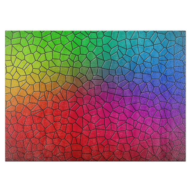 Planche À Découper Carreaux de mosaïque arc-en-ciel (Devant)