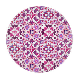 Planche À Découper Carreaux espagnols roses et violets