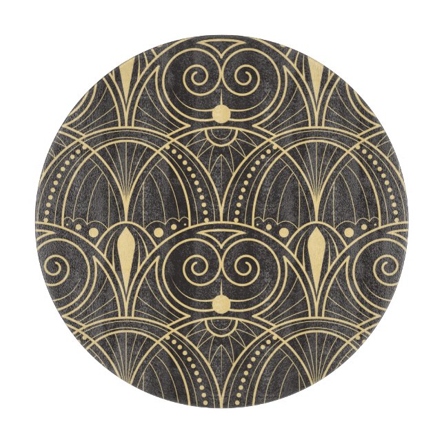 Planche À Découper Carreaux géométriques Art Déco Luxe. (Devant)