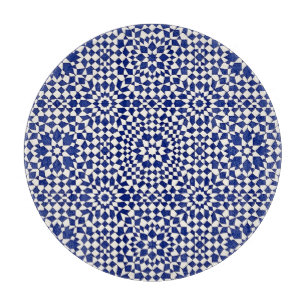 Planche À Découper Carreaux Mosaïques Géométriques Bleu Marine