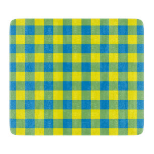 Planche À Découper Carreaux Vichy Bleu Jaune Vert