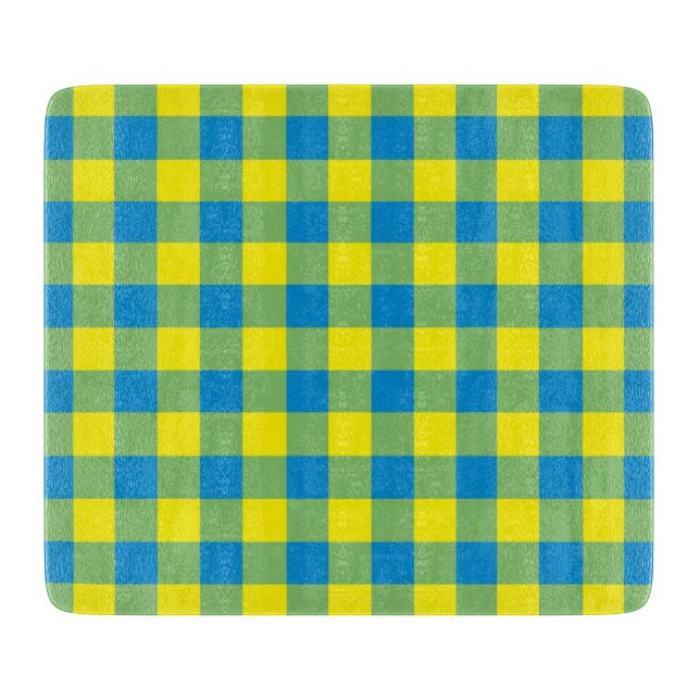 Planche À Découper Carreaux Vichy Bleu Jaune Vert (Devant)