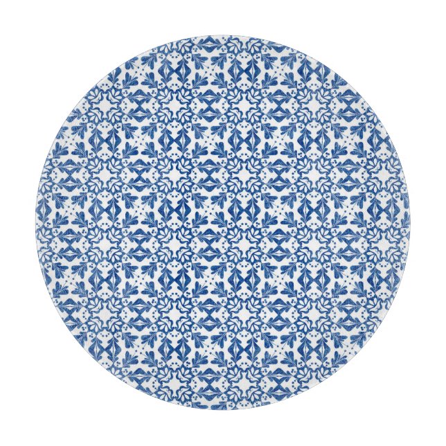 Planche À Découper Carrelage bleu en verre (Devant)