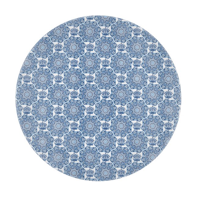 Planche À Découper Carrelage bleu en verre (Devant)