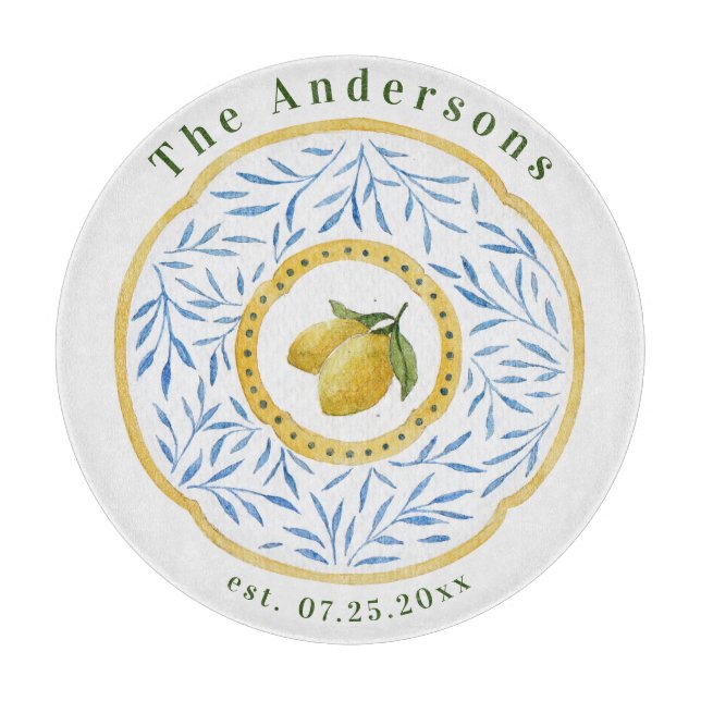 Planche À Découper Carrelage italien Floral Personnalisé Année Année  (Devant)