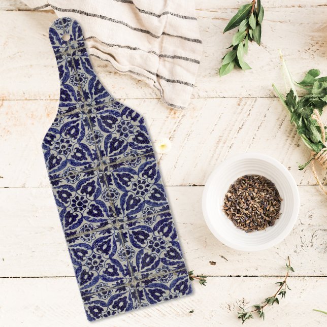 Planche À Découper Carrelage italien rustique Azulejo bleu blanc géom (Créateur téléchargé)