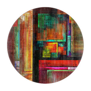 Planche À Découper Carrés colorés Motif d'art Abstrait moderne #04