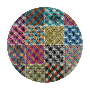 Planche À Découper Carrés de toile arrondie Patchwork Vintage