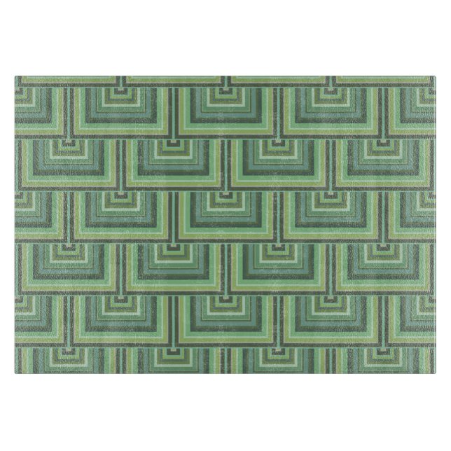 Planche À Découper Carrés écailles vert olive motif (Devant)