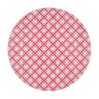 Planche à découper - Carrés entrelacés en rouge