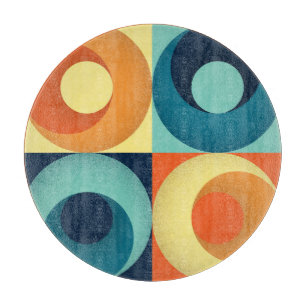 Planche À Découper Carrés et cercles rétro : Motif des années 60