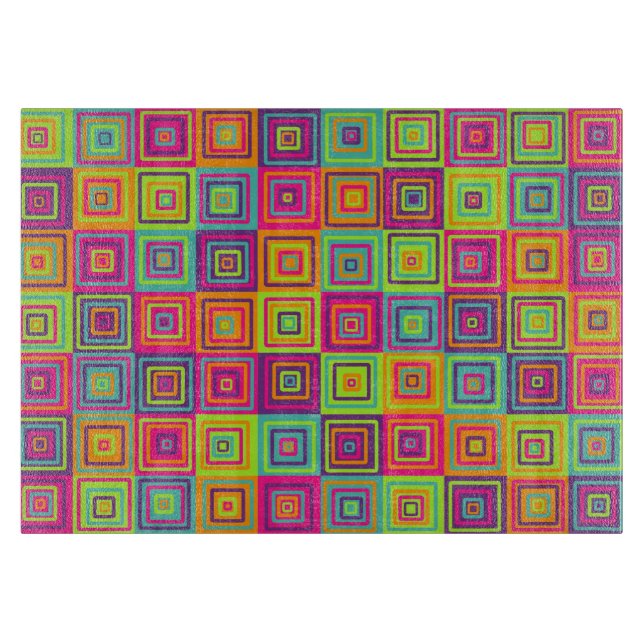 Planche À Découper Carrés géométriques colorés (Devant)