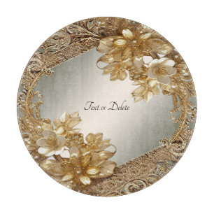Planche À Découper Carte à découpe florale ornée d'or moderne