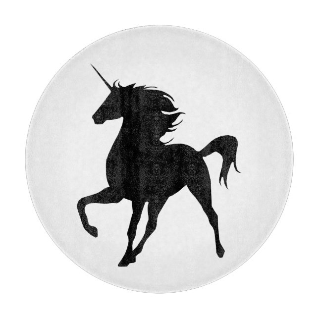 Planche À Découper Carte à découper en silhouette Unicorne noire (Devant)