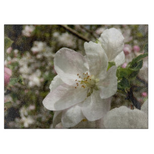 Planche À Découper Carte à découper en verre décoratif Apple Blossom