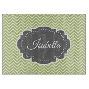 Planche À Découper Carte à découper personnalisée Green Chevron