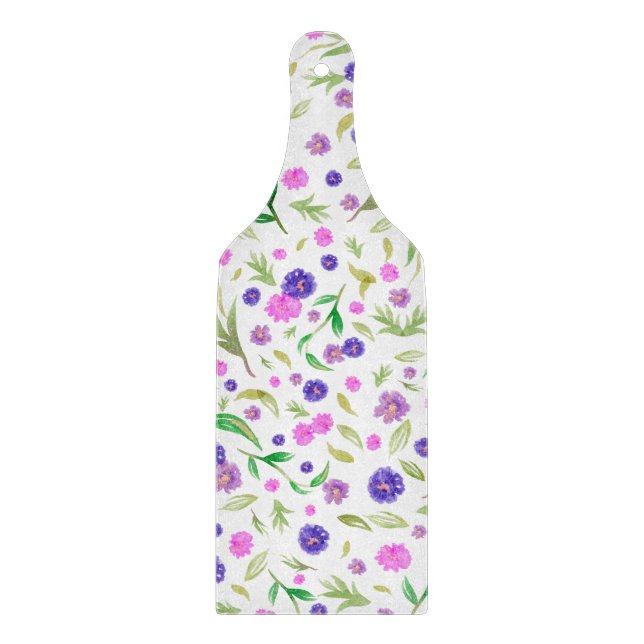 Planche À Découper Carte à fleurs aquarelle - Cadeau pour couple mari (Devant)