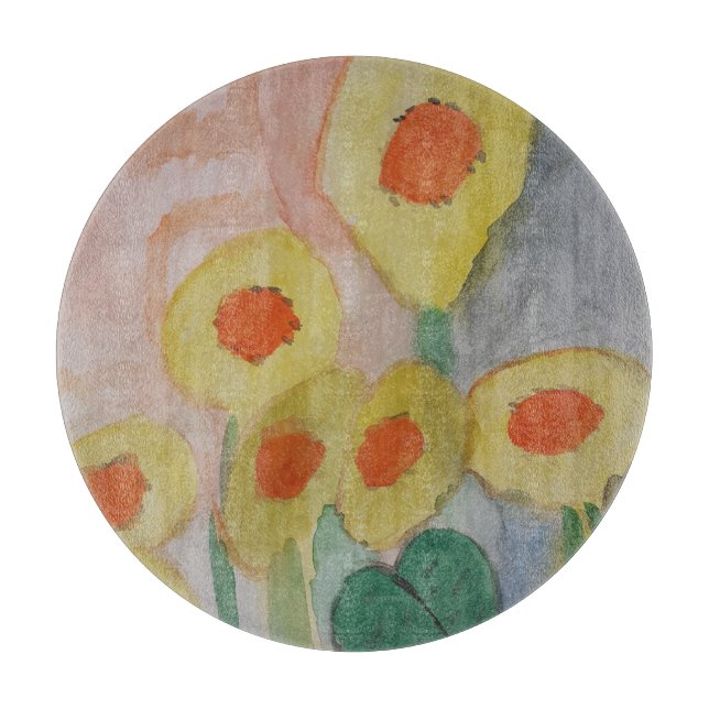 Planche À Découper Carte Abstraite de découpe des tournesols (Devant)
