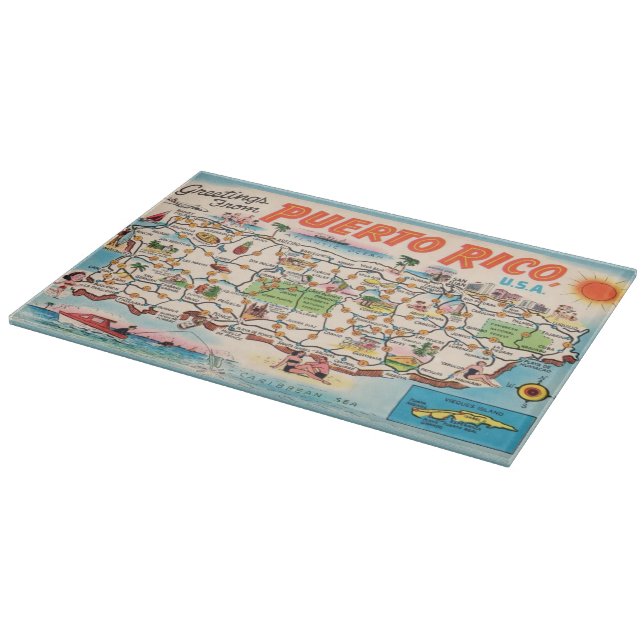 Planche À Découper Carte ancienne de Porto Rico (Coin)