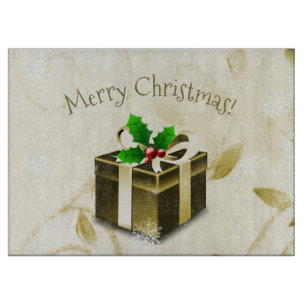 Planche À Découper Carte cadeau de Noël Or