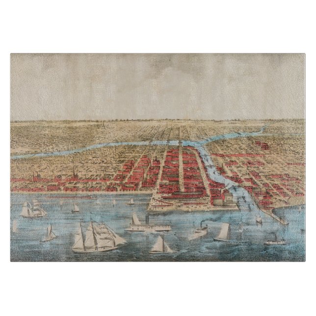 Planche À Découper CARTE : CHICAGO, c1857 (Devant)