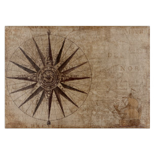 Planche À Découper Carte d'antiquité Vintage nautique Planche à décou