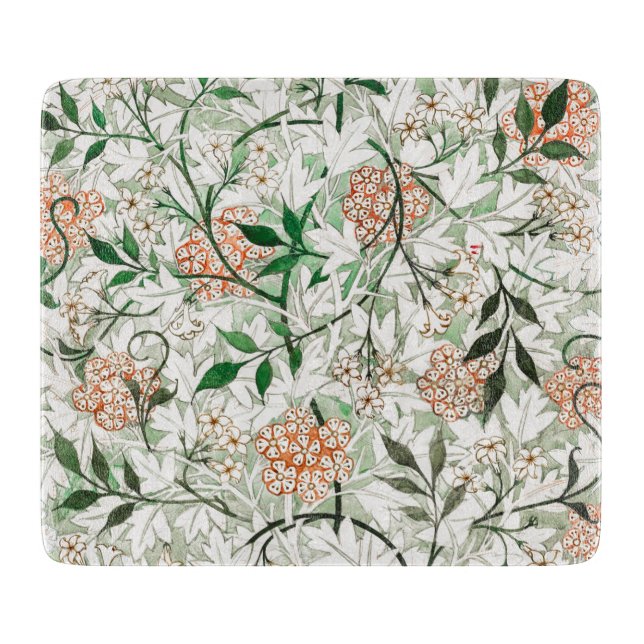 PLANCHE À DÉCOUPER CARTE DE CHOPPAGE EN VERRE : WILLIAM MORRIS : JASM (Devant)