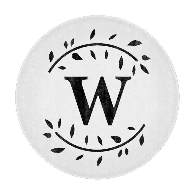 Planche À Découper Carte de coupe de la feuille personnalisée Monogra (Devant)