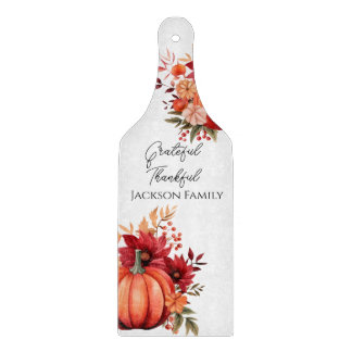 Planche À Découper Carte de coupe de Thanksgiving sur Citrouille roug